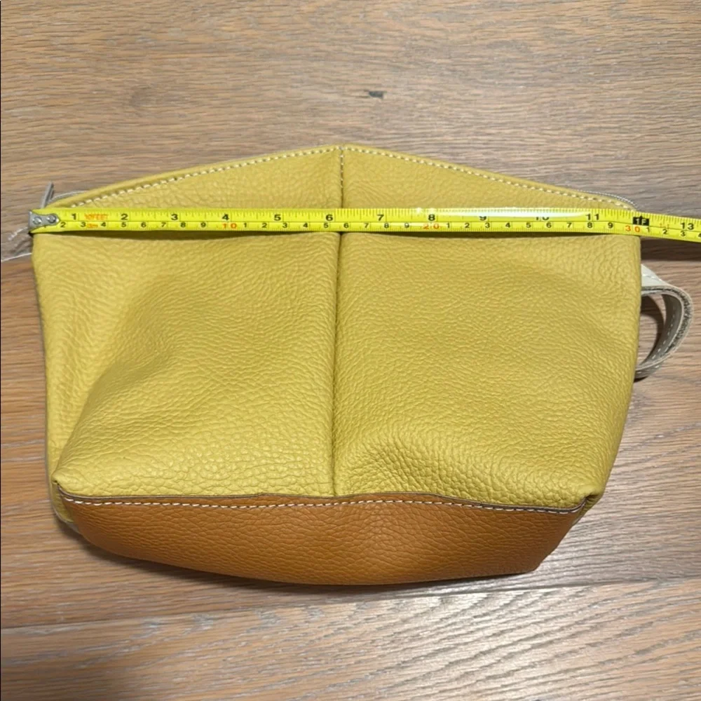 Genuine Leather Zippered Wristlet Pouch Bag From Italy